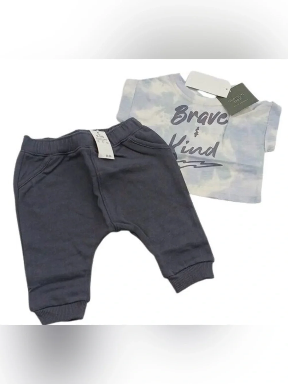 Brave & Kind Tie-Dye Tee and Navy Jogger Set - Kids Underwear